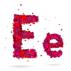 letter e made from hearts love alphabet vector image