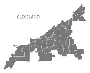 cleveland ohio city map with neighborhoods grey vector image