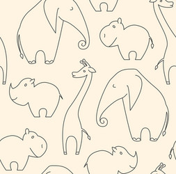 one line african animals seamless pattern vector image