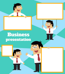 businessman with blank sign banner and placard vector image