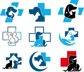 healthcare dog cat logo vector image