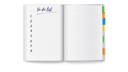 realistic opened notebook with clean to do list vector image