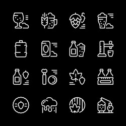 set line icons of beer vector image