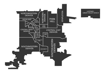 denver colorado city map usa labelled black vector image