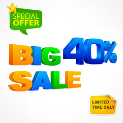 Big sale inscription 40 vector