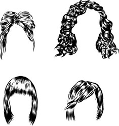 hand drawn set of different women s hair styles vector image