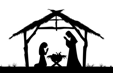 classic christmas nativity scene silhouette vector image