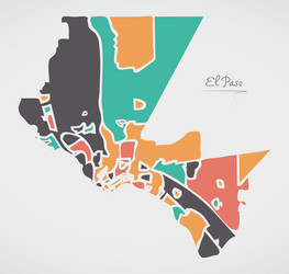 El paso texas map with neighborhoods and modern vector