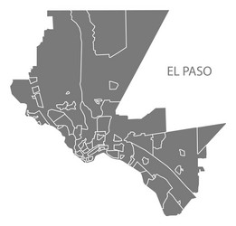 el paso texas city map with neighborhoods grey vector image