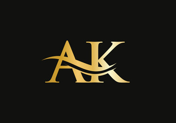 monogram letter ak logo design vector image