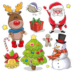 set of cute christmas design elements vector image