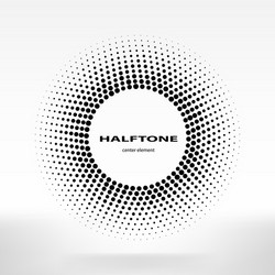 halftone circle dots frame center element vector image