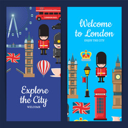 cartoon london sights banners vector image