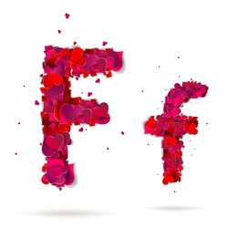 letter f made from hearts love alphabet vector image