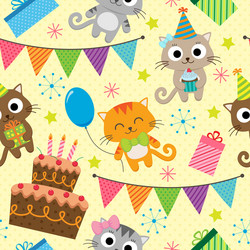 birthday party pattern with cats vector image