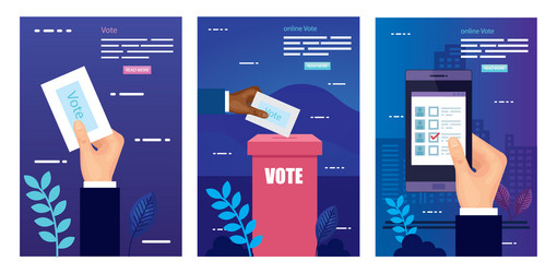 set poster vote with icons vector image