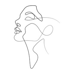 beautiful female face line art drawing vector image