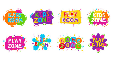 cartoon colorful logo kids zone set isolated vector image