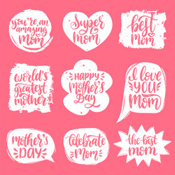 set of mothers day hand lettering in speech vector image