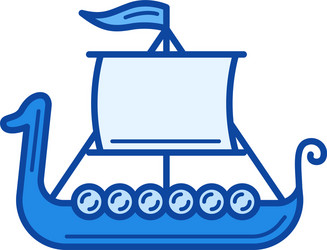 Viking ship line icon vector