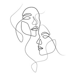 beautiful female face line art drawing vector image