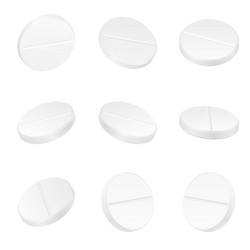 realistic 3d white medical pills closeup isolated vector