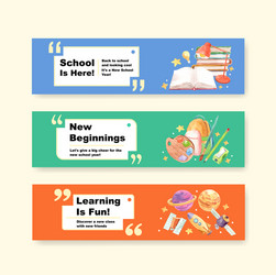 back to school and education concept with banner vector image