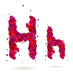 letter h made from hearts love alphabet vector image