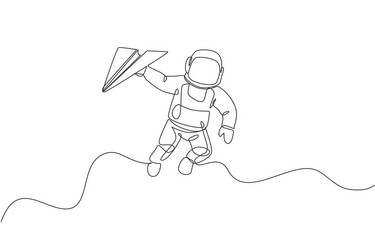 one continuous line drawing cosmonaut vector image