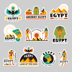 egypt labels pyramid sphinx ancient travel vector image