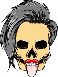 hand drawn women skull with under vector image