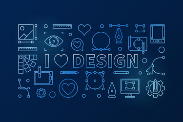 I love design blue horizontal thin line vector