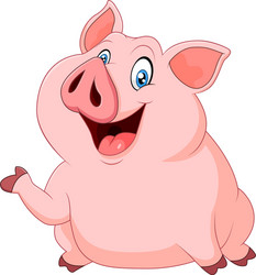 cute fat pig presenting isolated vector image