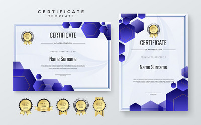 Blue and gold modern luxury certificate corporate vector