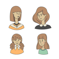 Doodle portraits girls and guys hand drawn vector