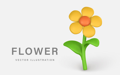 3d cute colorful daisy flower chamomile vector image