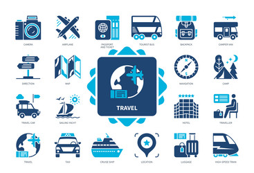 travel solid icon set vector image