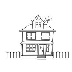 continuous line drawing of a family house cartoon vector image