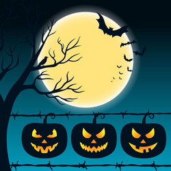 halloween night background with full moon scary vector image