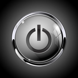 Power button 3d shiny gray icon for media vector