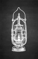 chalk sketch kerosene lamp vector image