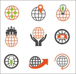 earth icons set creative globe elements vector image