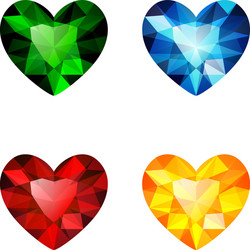 Set of four colorful diamond hearts vector