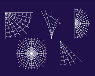 set spider webs creepy halloween vector image