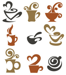 coffee and tea cups collection vector image