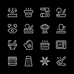 cooking related set line icons vector image