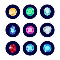 Shine diamond icons set vector