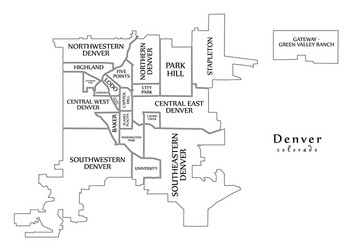 Modern city map - denver colorado of the usa vector