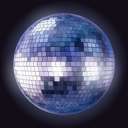 blue disco ball isolated on dark background vector image