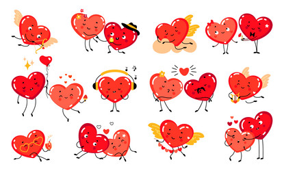 funny couple hearts red heart in love romantic vector image